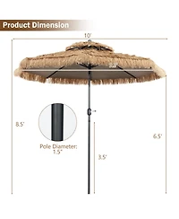 Sugift 10 Feet Hawaiian Style Thatched Tiki Patio Umbrella for Beach and Poolside