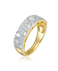 Sterling Silver 14k Gold Plated Cubic Zirconia Pave Band Ring
