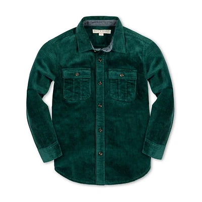 Hope & Henry Boys Long Sleeve Corduroy Button Down Shirt with Flap Pockets