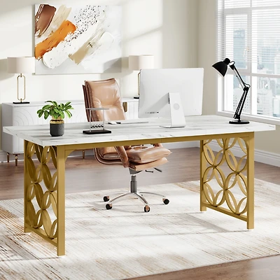 Tribesigns Conference Table for 4-6 People, 62.99" L x 31.49" W Rectangular Meeting Room Table, Seminar Table Boardroom Desk with Sturdy Metal Frame f