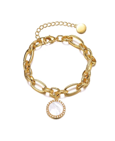 14K Gold Plated Cubic Zirconia Chain with Charm Bracelet