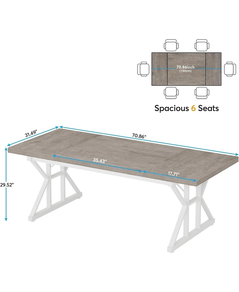 Tribesigns 6FT Conference Table, 70.86 L x 31.49 W 29.52 H Inches Rectangle Meeting Room Rustic Wood Seminar Table Executive Desk