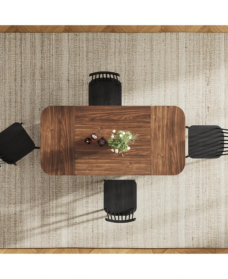 Tribesigns 63-Inch Rectangular Dining Table for 4 Person, Farmhouse Kitchen Dinner Table with Wood Laminated Board Tabletop