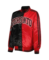 Starter Women's Black/Red Toronto Raptors Split Colorblock Satin Full-Snap Varsity Jacket