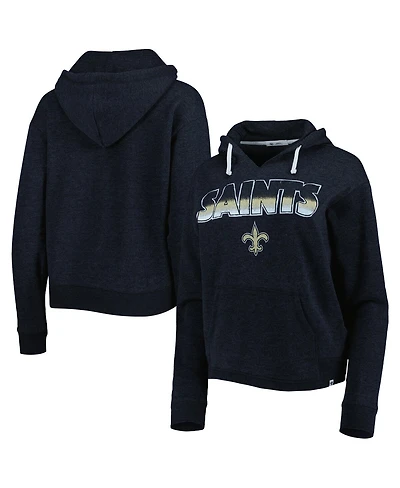 '47 Brand Women's Black New Orleans Saints Color Rise Kennedy Notch Neck Pullover Hoodie