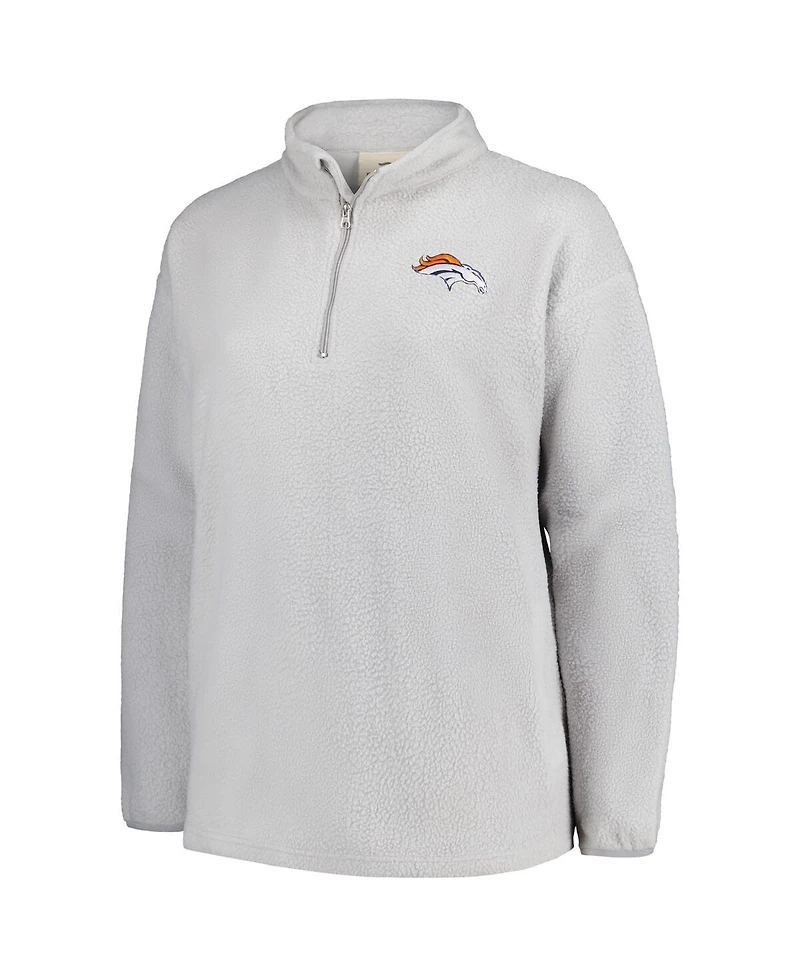 Profile Women's Gray Denver Broncos Plus Sherpa Quarter-Zip Jacket