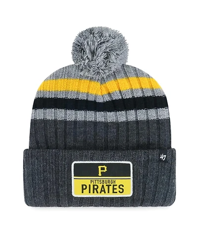 '47 Brand Men's Gray Pittsburgh Pirates Stack Cuffed Knit Hat with Pom