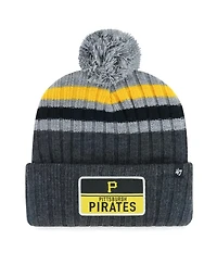 '47 Brand Men's Gray Pittsburgh Pirates Stack Cuffed Knit Hat with Pom