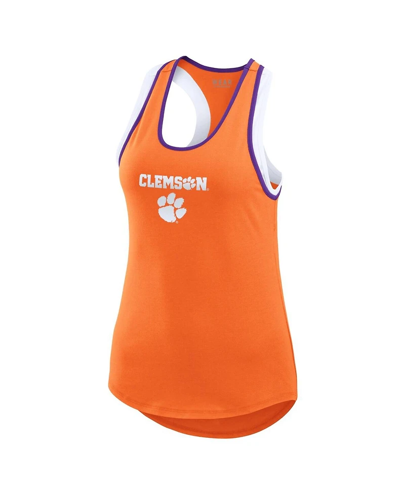 Wear by Erin Andrews Women's Orange Clemson Tigers Open Hole Razorback Tank Top