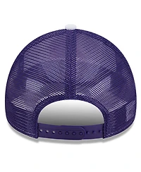 New Era Men's White/Purple Phoenix Suns Court Sport Foam A-Frame 9FORTY Adjustable Trucker Hat