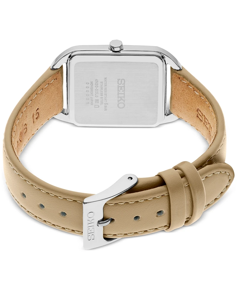 Seiko Women's Essentials Light Brown Leather Strap Watch 26mm x 35mm