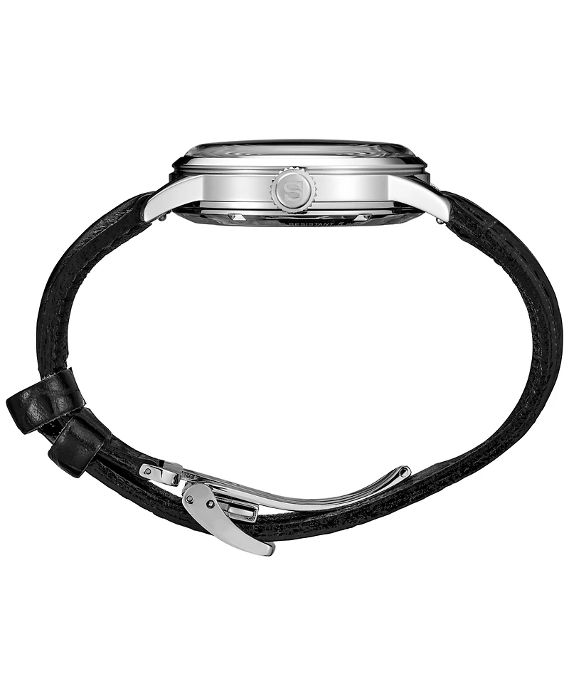 Seiko Men's Automatic Presage Cocktail Time Black Leather Strap Watch 40mm
