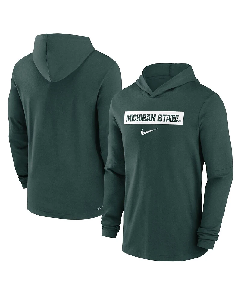 Nike Men's Green Michigan State Spartans Sideline Hoodie Performance Long Sleeve T-Shirt