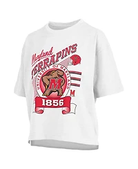 Pressbox Women's White Maryland Terrapins Rock Roll Slub T-Shirt