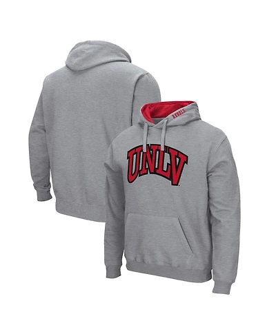 Colosseum Men's Heathered Gray Unlv Rebels Arch and Logo Pullover Hoodie