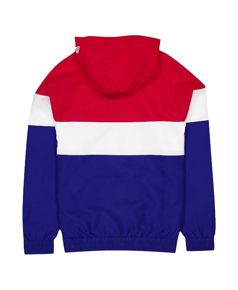 New Era Men's Blue Atlanta Braves Ripstop Raglan Quarter-Zip Hoodie Windbreaker Jacket