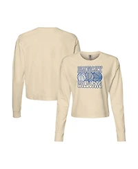 Image One Women's Natural Kentucky Wildcats Comfort Colors Basketball Cropped Long Sleeve T-Shirt