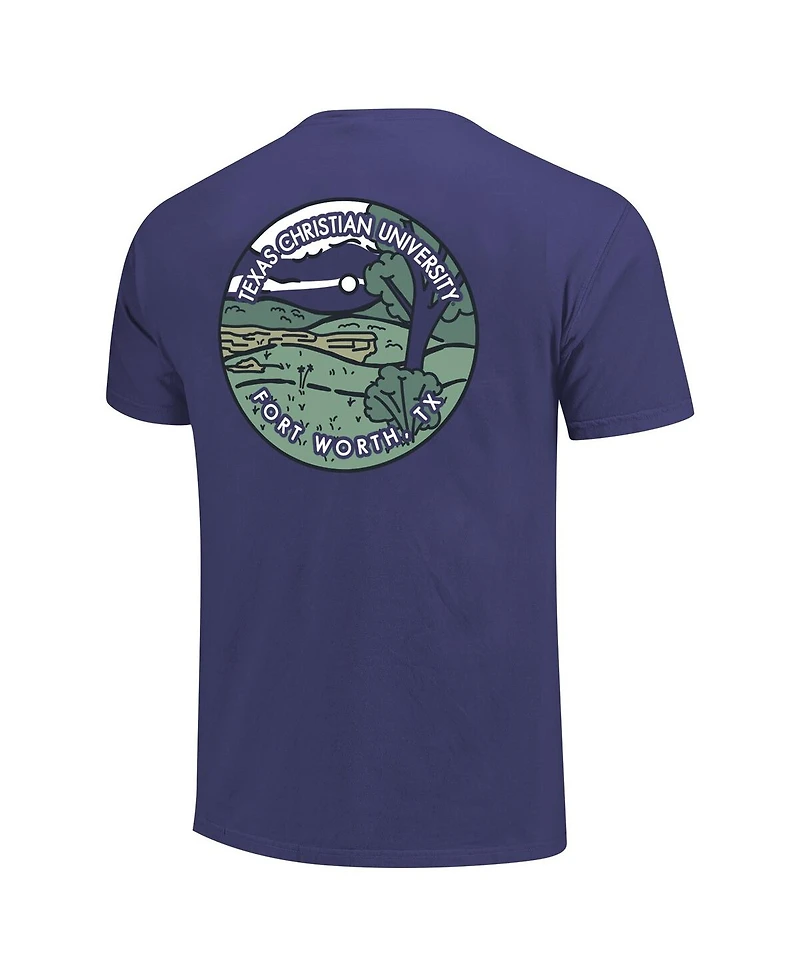 Image One Men's and Women's Purple Tcu Horned Frogs Scenic Comfort Colors T-Shirt