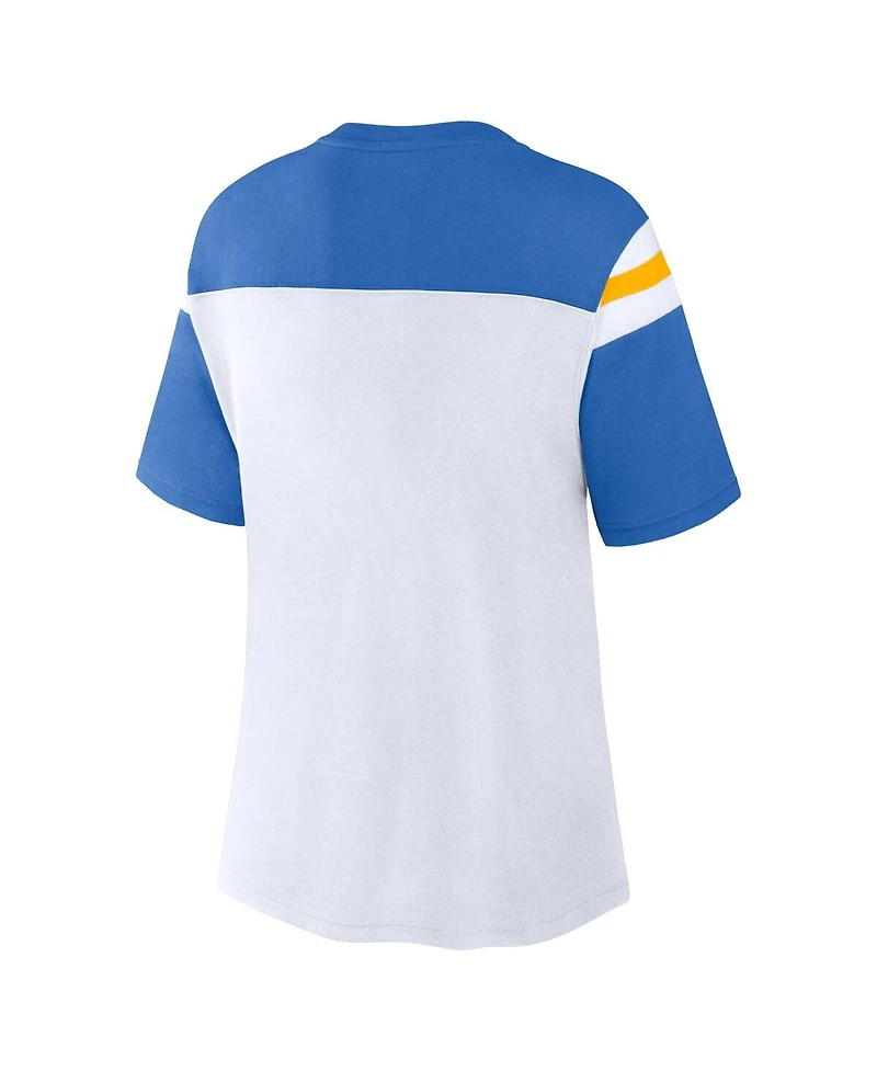Fanatics Women's White Blue Los Angeles Chargers Cheer Chant Fashion T-Shirt