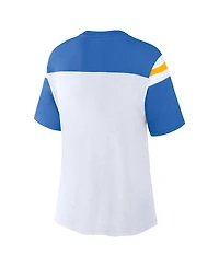 Fanatics Women's White Blue Los Angeles Chargers Cheer Chant Fashion T-Shirt