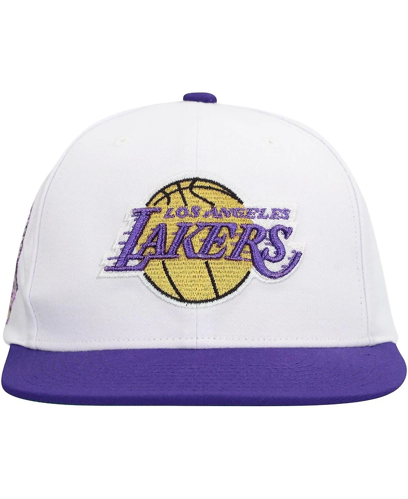 Mitchell & Ness Men's White Los Angeles Lakers Soul Logo Shine 2-Tone Snapback Hat