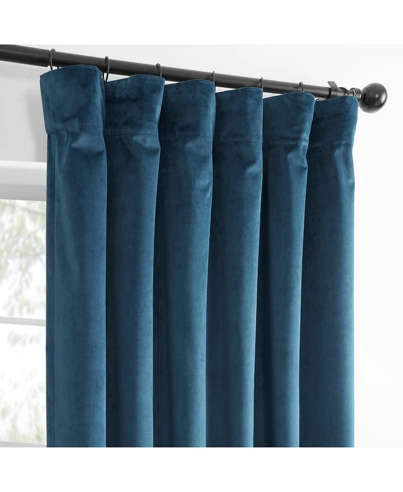 Half Price Drapes Dark Blue Simply Velvet Room Darkening Curtain Pair (2 Panels