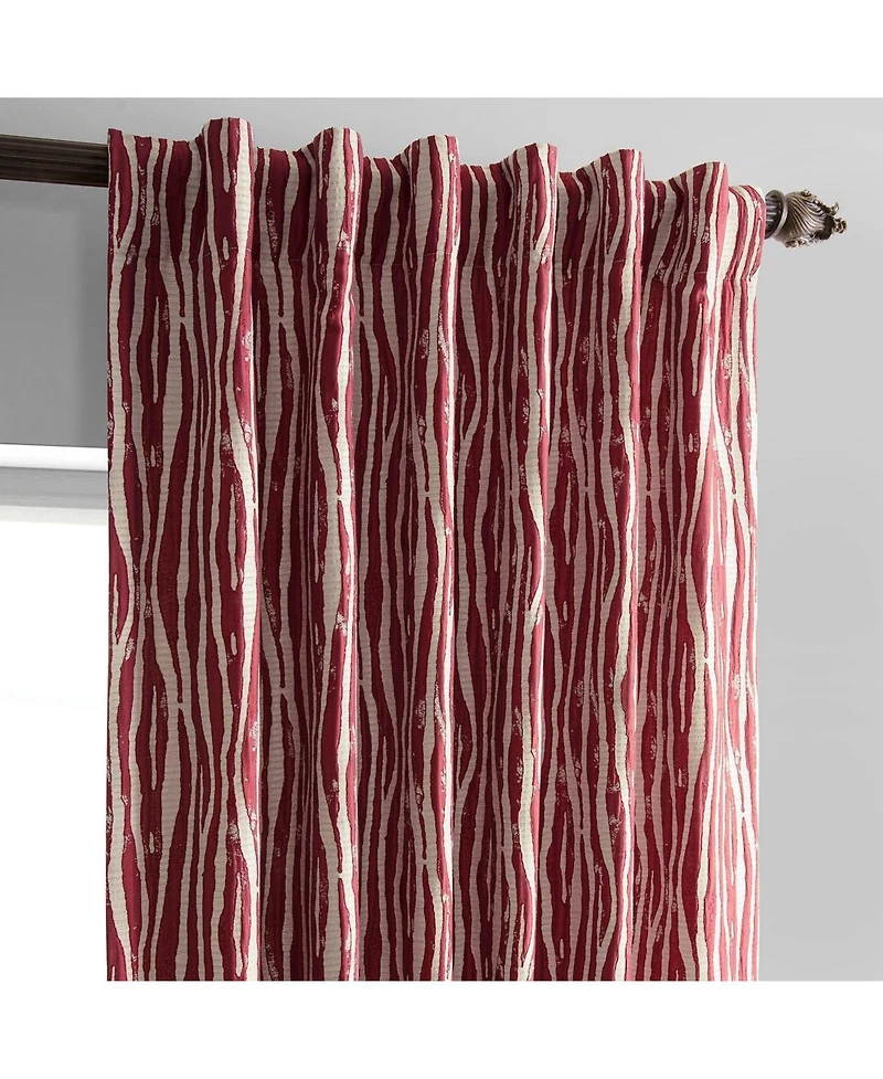Half Price Drapes Tiger Striped Red Faux Silk Jacquard Room Darkening Curtain