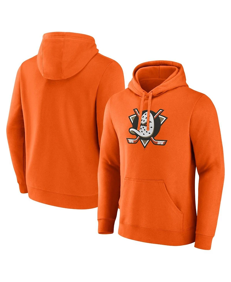 Fanatics Men's Orange Anaheim Ducks Primary Logo Fleece Pullover Hoodie