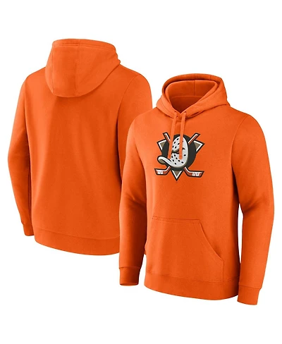 Fanatics Men's Orange Anaheim Ducks Primary Logo Fleece Pullover Hoodie
