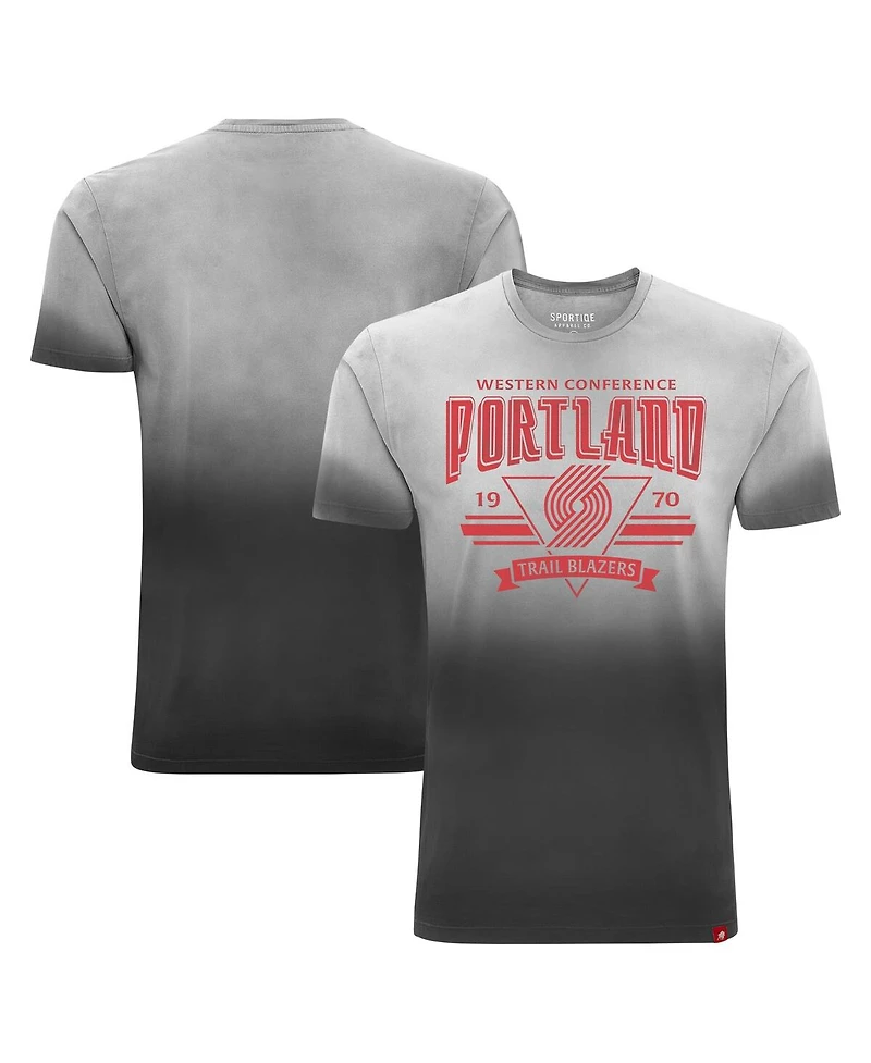 Sportiqe Men's and Women's Black Portland Trail Blazers Bingham Sun-Fade T-Shirt
