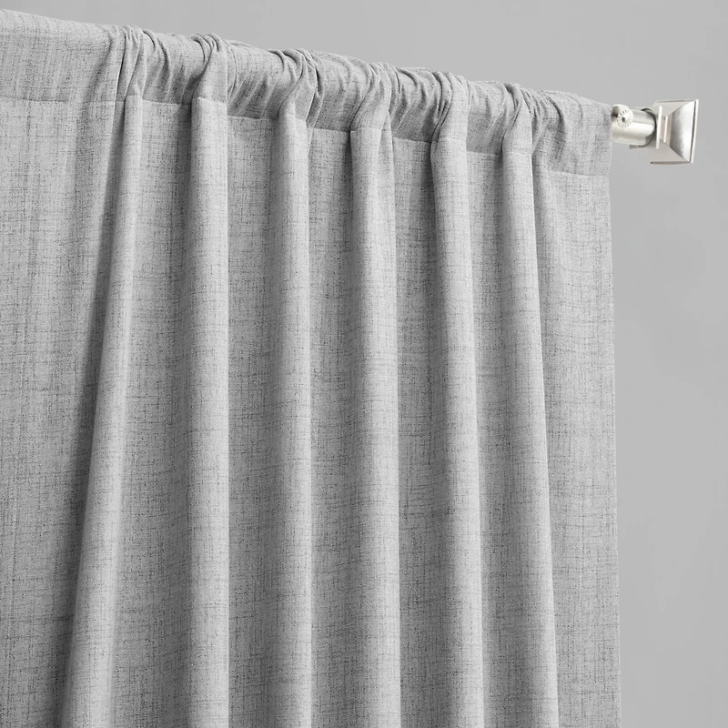 Half Price Drapes Millennial Grey Thermal Cross Linen Weave Blackout Curtain