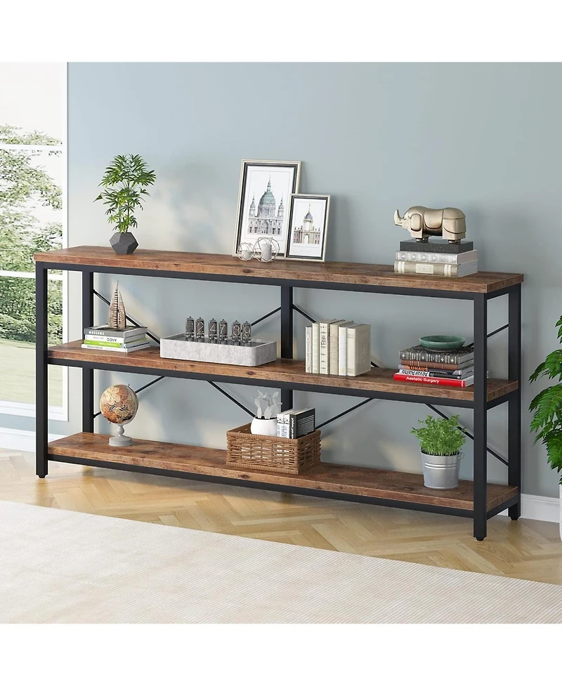 Tribesigns 71" Sofa Tables,Extra Long Couch Table, Narrow Console Entryway Table,Sofa Table with 3 Tiers Storage Shelves