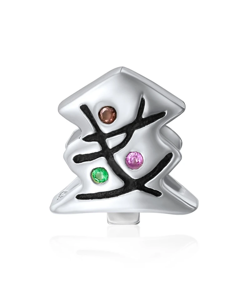 Bling Jewelry Decorated Christmas Tree Festive Holiday Charm Bead For Oxidized Sterling Silver Fits European Bracelet