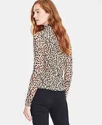 On 34th Women's Patterned Mock-Neck Mesh Top, Created for Macy's