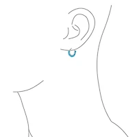 Bling Jewelry Petite Boho Bohemian Blue Gemstone Synthetic Turquoise Beaded Mimi Huggie Endless Hoop Earrings Western Jewelry For Women .925 Sterling