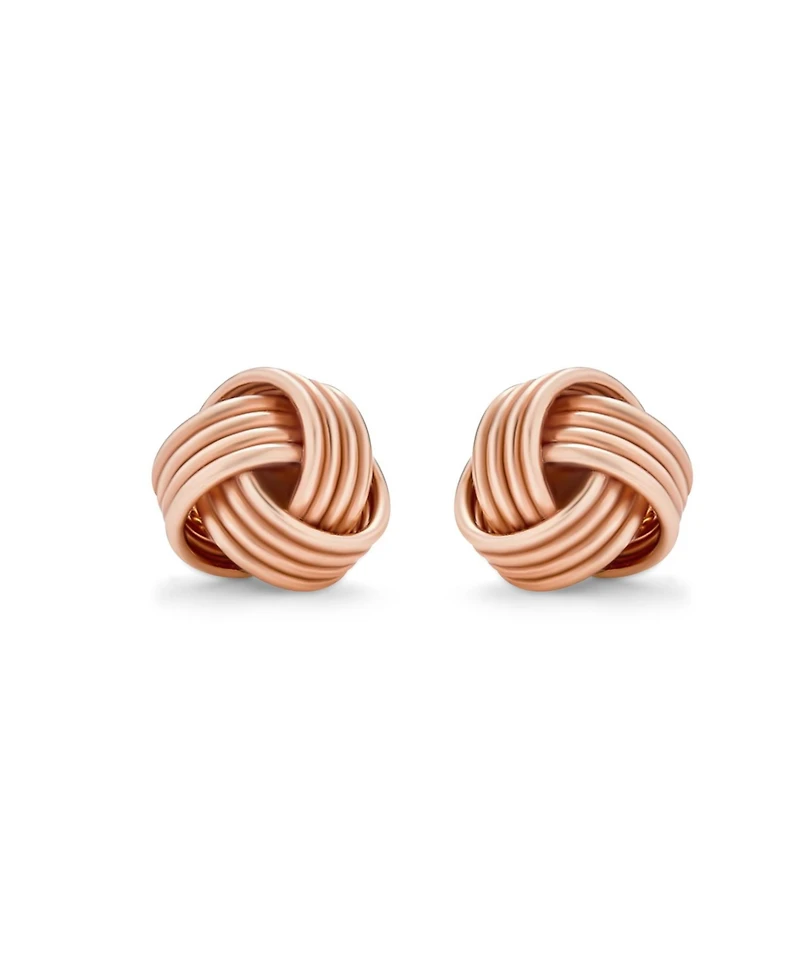 Bling Jewelry Traditional Classic Round Ball Woven Twisted Rope Cable Love Knot Ball Stud Earrings Rose Gold Plated .925 Sterling Silver