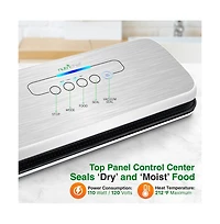 NutriChef Automatic Food Vacuum Sealer - Electric Air Sealing Preserver System (Silver)