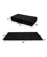 Skonyon 4 Feet x 10 Feet Thick Folding Panel Gymnastics Mat-Black