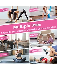 Skonyon 4-Panel Pu Leather Folding Exercise Mat with Carrying Handles-Hot Pink