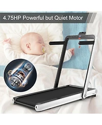 4.75HP 2 In 1 Folding Treadmill with Remote App Control-White