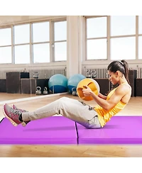 Skonyon 6 x 2 Feet Folding Gymnastic Mat with Carrying Handles for Yoga-Purple