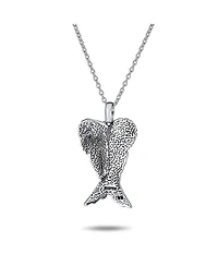 Bling Jewelry Heart Guardian Angel Wing Pendant Necklace and Dangle Earrings Set Silver