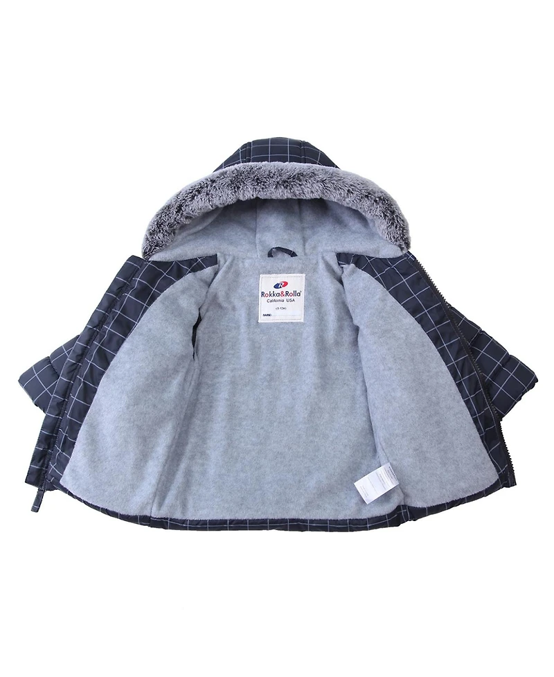 Rokka&Rolla Baby Boys Fleece Hooded Puffer Coat