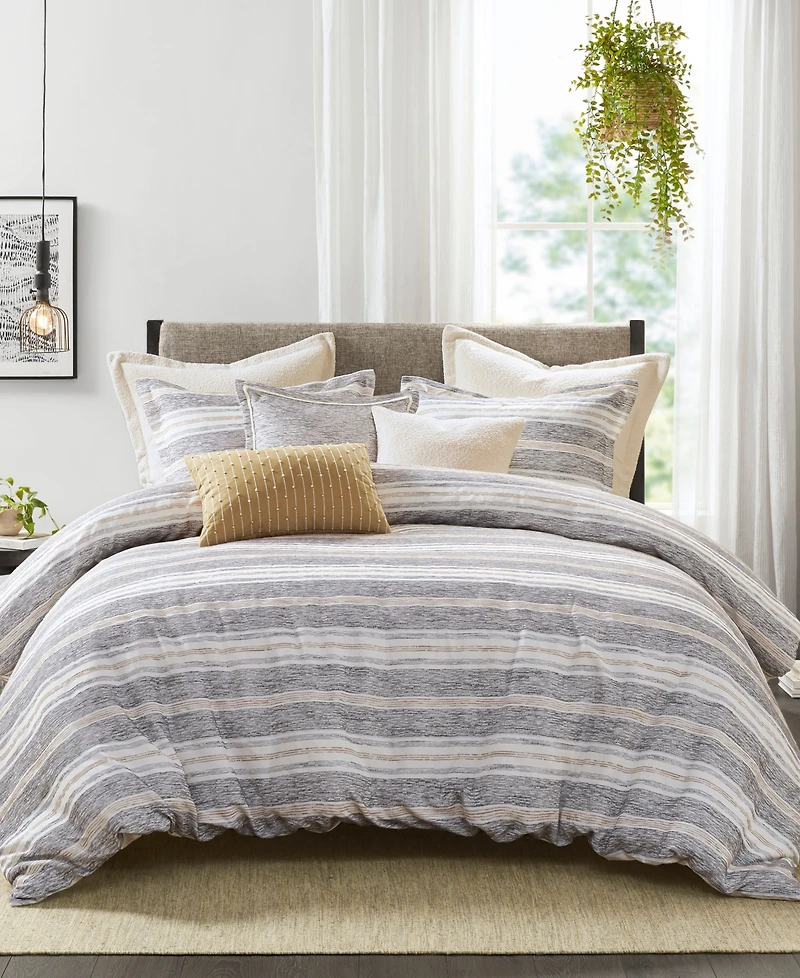 Madison Park Signature Oasis Oversized Chenille Jacquard Striped 9-Pc. Comforter Set, King/California King