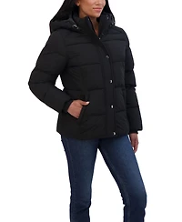 Sebby Collection Women's Short Hooded Stretch Puffer Jacket