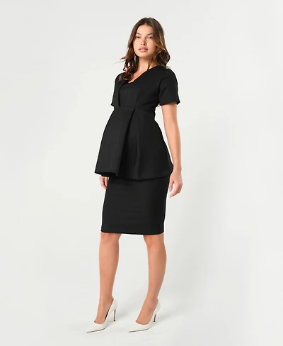 Marion Maternity Knee Length Pencil Skirt with Stretch Bump Panel Italian Suiting Fabric