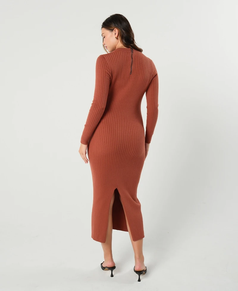 Marion Maternity Maxi Nursing V-Neck Sweater Dress Cotton Knit