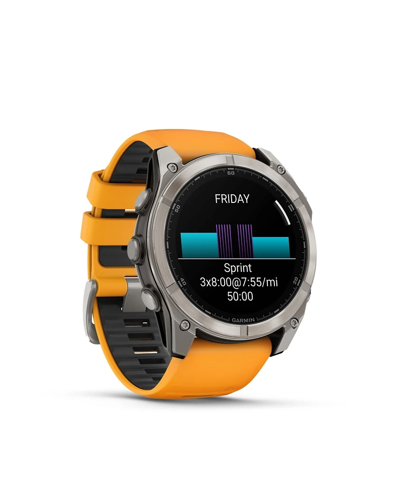 fenix 8 51mm, Amoled, Outdoor & Fitness Gps Smartwatch, Saphire, Bare Graphite Titanium, Spark Orange/Graphite Band, Na