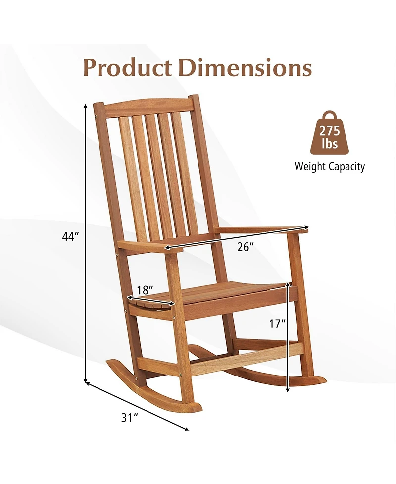 Skonyon Patio Rocking Chair Ergonomic High-Back Outdoor Rocker with Smooth Rocking Base