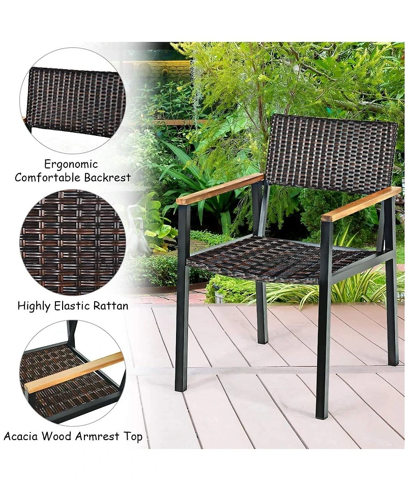Sugift Patented 7 Pieces Outdoor Dining Set with Large Acacia Wood Table Top